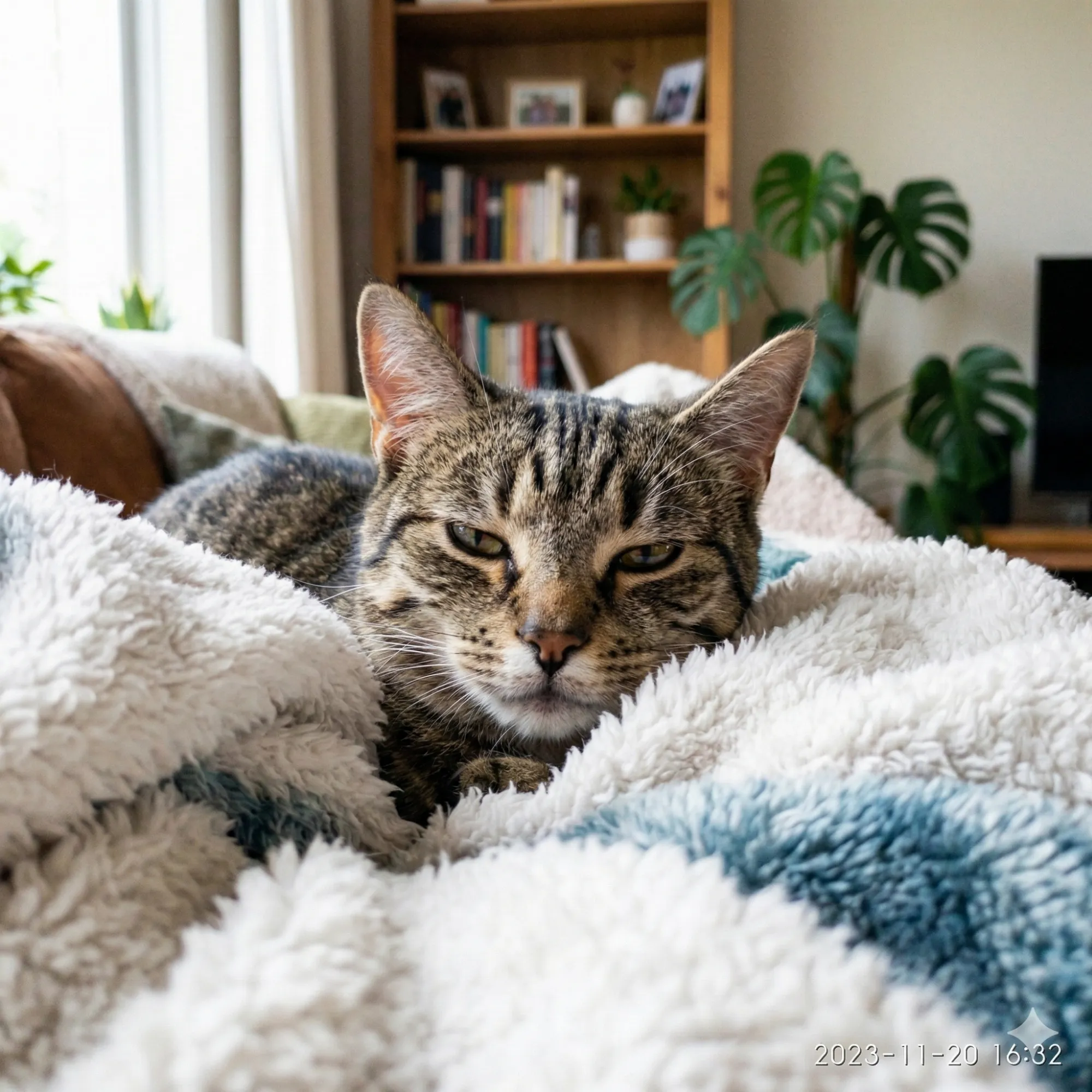 Modèle Point de Croix Chat Tigré Douillet Endormi